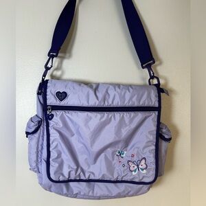 Vintage Gap Kids Purple Butterfly Embroidered Messenger Book Bag